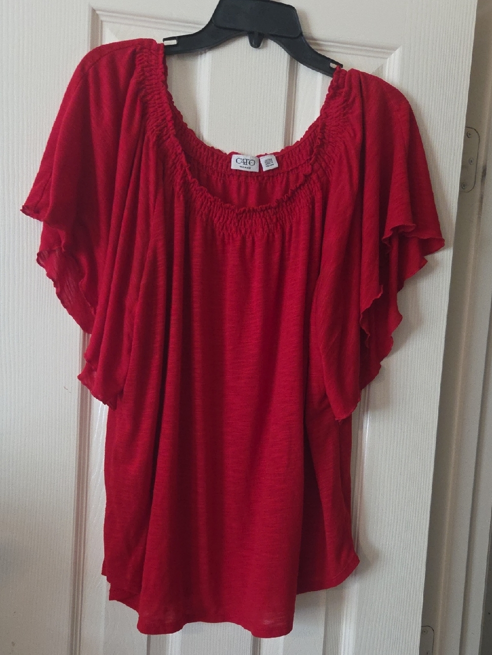 Cato Red Ruffle Sleeve Women's Top